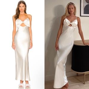 Fleur du Mal Bow Slip silk Dress in Ivory size XS NEW! New with tags!